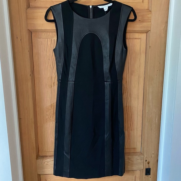 DVF Lambskin Leather and Spandex Sleeveless A-Line Dress w/ Sexy Goth Vibes - Picture 11 of 14